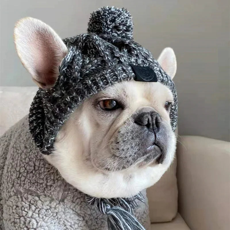 Wuffladen - Hunde - Winter Strickmütze mit Bommel