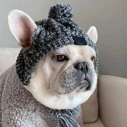 Wuffladen - Hunde - Winter Strickmütze mit Bommel
